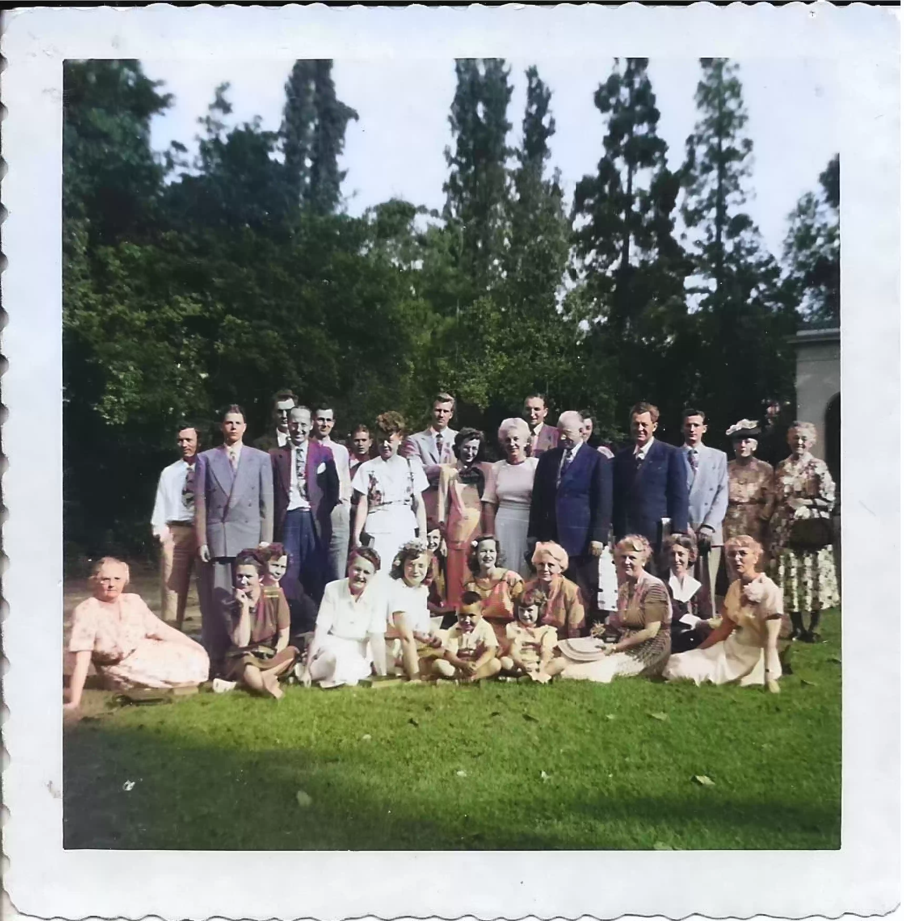 Pasadena Church members with Armstrongs, lower gardens (c1948-50)